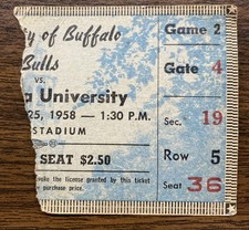 RARE Vintage 1958 NCAA Football Buffalo Bulls Ticket vs Columbia University