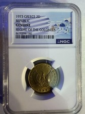 1973 Greece 2D Drachma Republic “Regime of the Colonels” NGC Genuine
