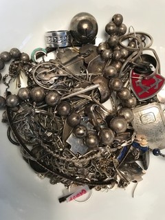 Sterling Silver 925 Jewelry Lot Rings Necklace Bracelet Brooch Scrap 396" grams