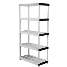 5-Tier Easy Assembly Multi-Purpose Plastic Garage Storage Shelving Unit in Gray