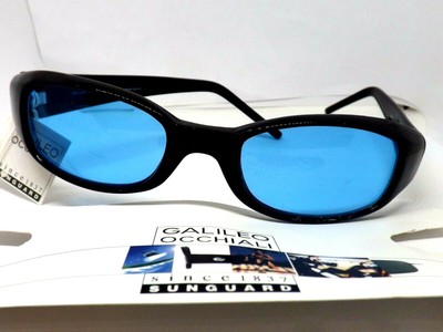 GALILEO Occhiali da sole uomo neri lente blu anni 90 vintage made in italy  donna | eBay