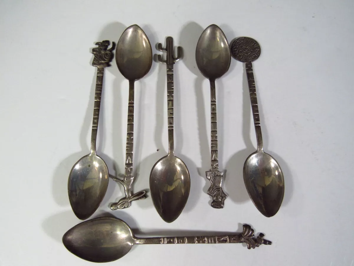 Six 925 Sterling Silver Demitasse Spoon Set Hecho En Mexico