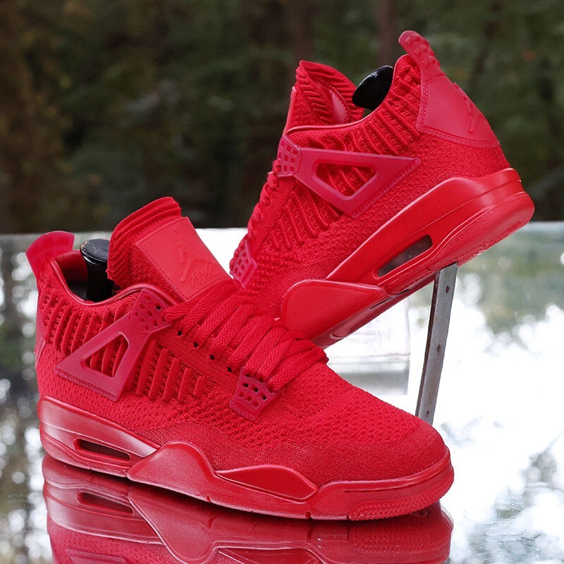 Nike Air Jordan 4 Retro Flyknit Rojo Universitario Para Hombre Talla 9.5 Personalizado AQ3559-600