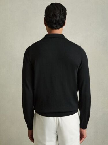 Camisa Polo de Lana Merino REISS Trafford Top en Negro Talla M - Imagen 4 de 5