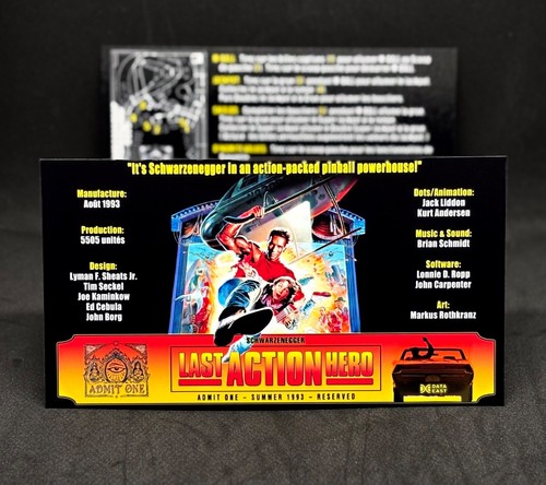 Data East Last Action Hero 1993 Cartes Instructions Flipper Pinball Cards 3 - Afbeelding 5 van 7