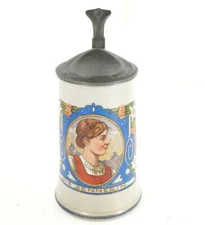 ANTIQUE GERMAN ART NOUVEAU MERKELBACH & WICK BEER STEIN DIE SENNERIN  bl