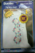NEW Bucilla Stamped Embroidery Pair Pillowcases Delicate Floral Border 63877-G14
