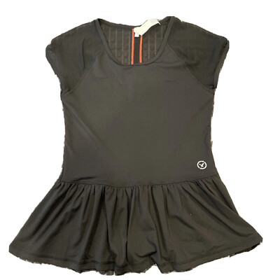 AE American Eagle Womens Black Mesh Sleeved Peplum Hem Athletic Top XS