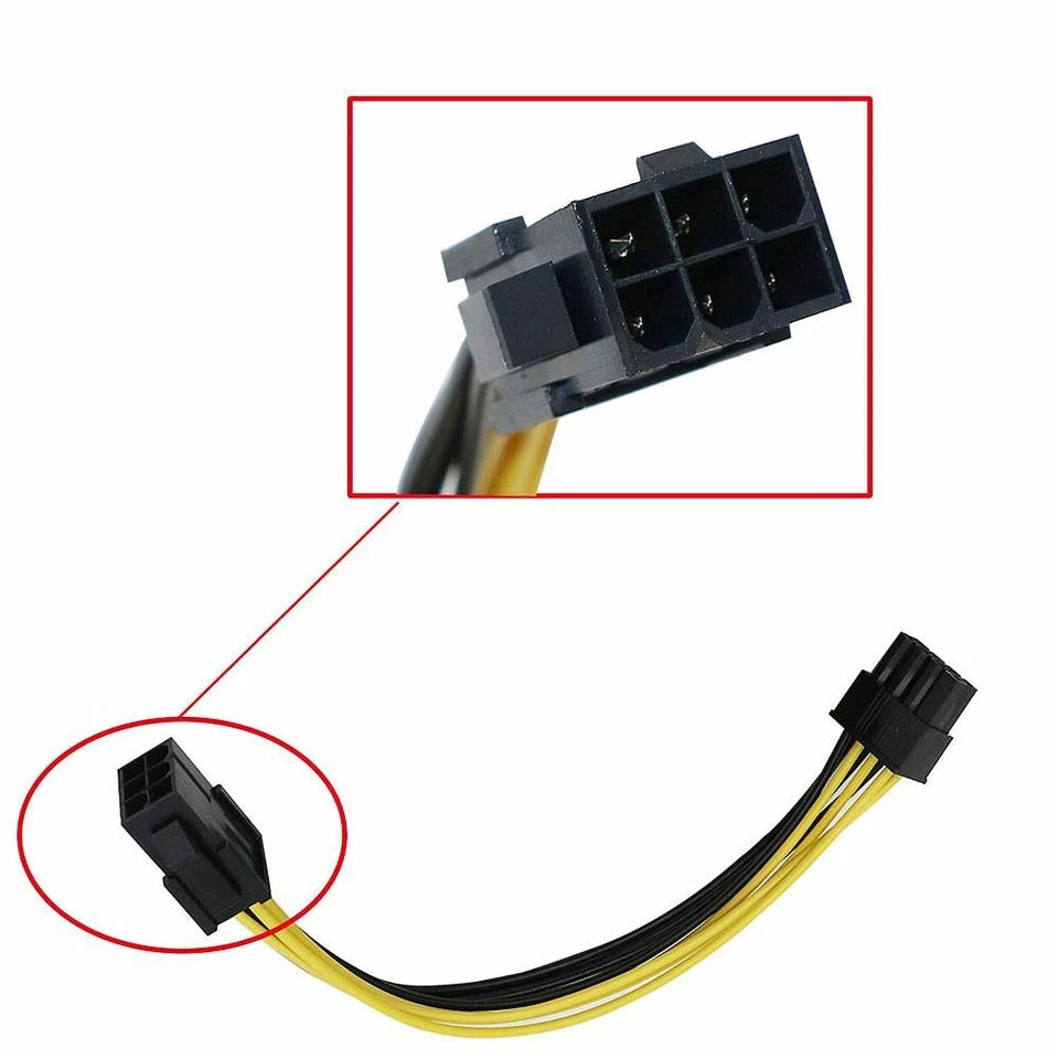 18cm 6Pin auf 8Pin PCIE PCI Express Adapter StromKabel Grafikkarte Stromkabel - Bild 3 von 4
