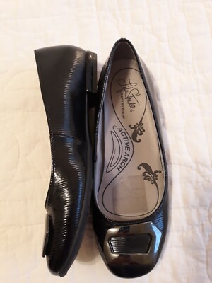 Life Stride 6.5 Black Patent Buckle Slip-Ons Arch Support Flats Nice | eBay
