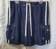 OP Board Shorts Lined Swim trunks Mens L 36/38 Navy Blue Cargo Pockets