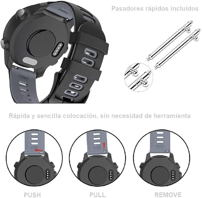 Correa De Silicona Para Smartwatch - Samsung Xiaomi Huawei Garmin Polar 20/22 mm - Imagen 4 de 4