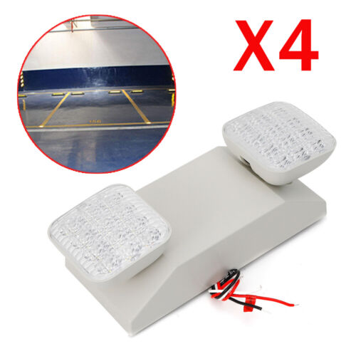 LED Emergency Exit Light 4pcs Twin Square Head Safety Lamp With Battery Backup 