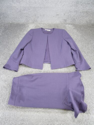 Traje Tahari para mujer 10 falda de dos piezas púrpura a rayas NUEVO - Imagen 1 de 16