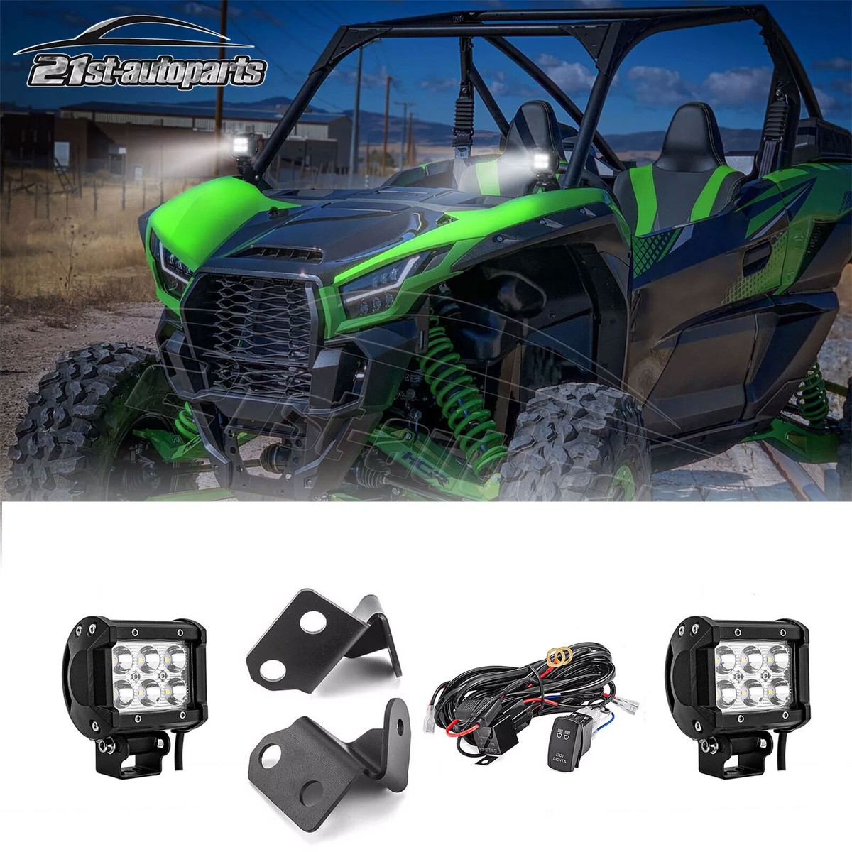 A-Pillar LED Light Pod Mount Wire Kit For Kawasaki Teryx KRX 1000