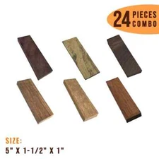 24 Pcs, Multi Species Knife Blank 5x 1-1/2x 1 Luthier Tonewood- Free US Shipping
