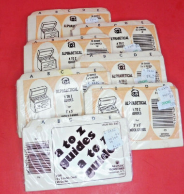 Index Card Guide Set, 3 x 5 Inches, A-Z, 1/5 Inch Cut Tabs,  1 SET PER PURCHASE