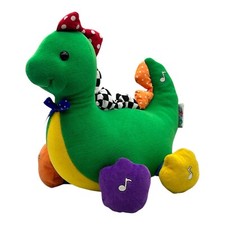 Vtg Eden Musical Dinosaur Stuffed Plush Bright Primary Colors Interactive VIDEO