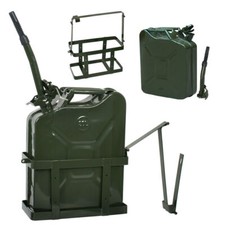 Jerry Can 5 Gallons 20L Gas Gasoline Metal Steel Tank Army Backup w/Holder Green