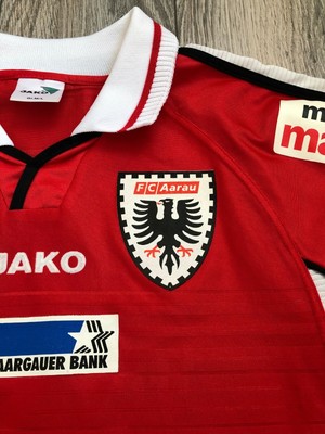 Maillot FC Aarau Suisse Extérieur 2002-2003 - Taille XL Rouge - Porté #19