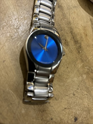 Men's Swiss Quartz Movado T4A4028K Stainless Steel Blue Dial Watch - Picture 6 of 11