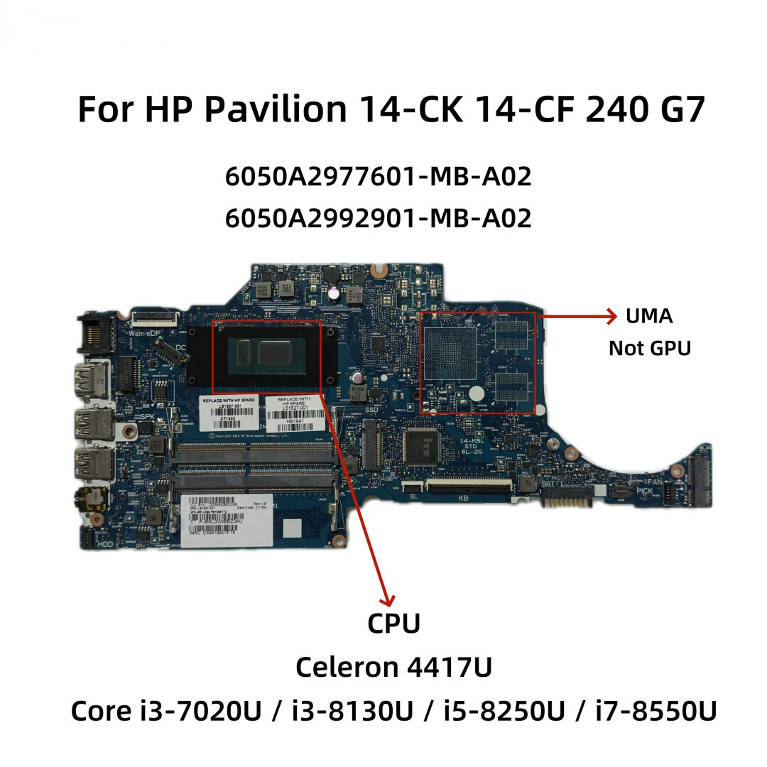 6050A2992901-MB-A02 For HP 14-CK 240 G7 Motherboard i3-7020U
