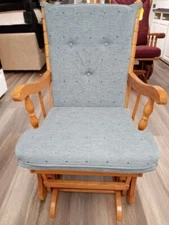 HARDWOOD "HEIRLOOM QUALITY" UPHOLSTERED NEWPORT GLIDER ROCKER "NEW OLD STOCK" #2