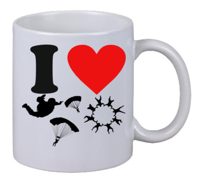 Kaffee Tasse ''I Love Sport''  Fallschirmspringen Fly Parachute Extreme Adventure