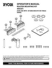 RYOBI BT3000 TABLE SAW OWNER'S OPERATING MANUAL FOR ROUTER MOUNTING KIT