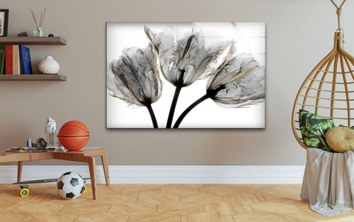 Arte de pared de vidrio de tulipanes adornados con oro Albert Koetsier - Imagen 3 de 9