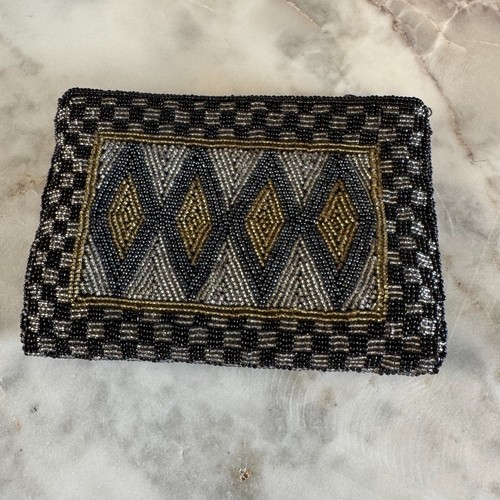 VTG Neiman Marcus Beaded Coin Pouch Zipper Black/Gold/Silver Old Money Lot of 2 - Picture 3 of 13