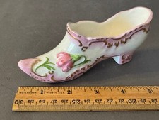 PINK FLOWER GOLD TRIM ACCENT VICTORIAN EDWARDIAN SHOE DECOR VINTAGE