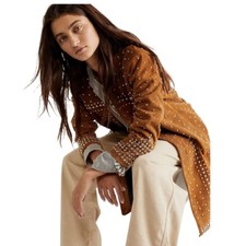 Free People X Understated Leather Fortune Suede Duster Brown-small Bnwt £518