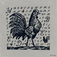 Birds of a Feather BF302 Hand-Painted Needlepoint Canvas Toile Rooster Blue 13ct