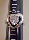 Vintage Sterling Silver Heart Shaped DQ CZ Solitaire Ring Size 5.75 — photo 3