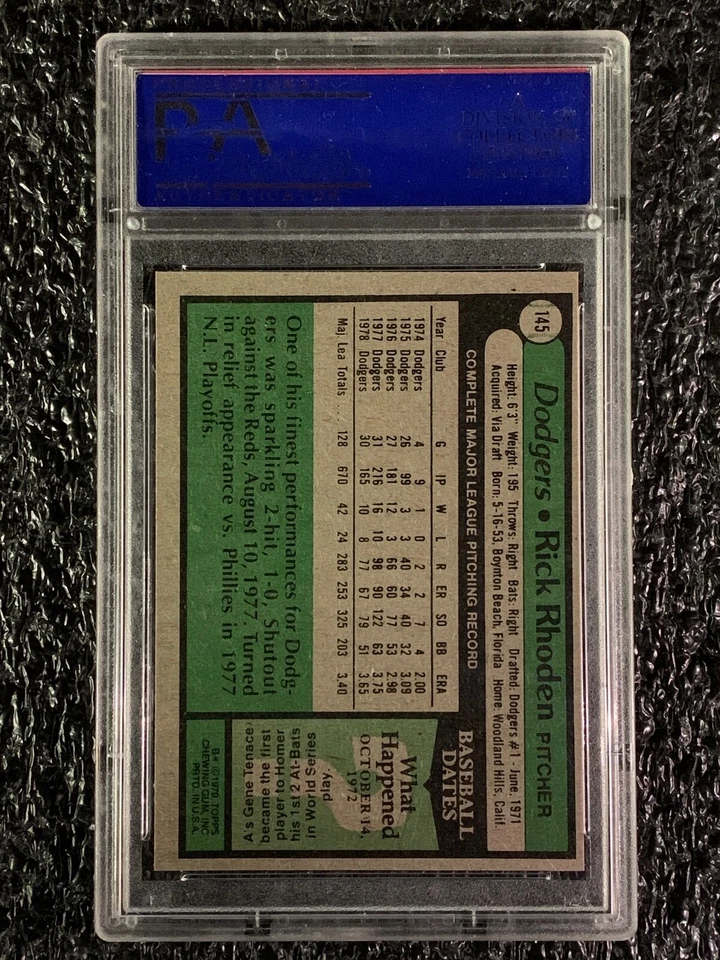 1979 Topps Baseball #145 Rick Rhoden PSA 9 - Image 2 of 2