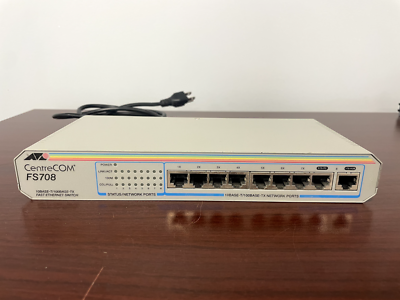 CENTRECOM FS708 FAST ETHERNET SWITCH w/ Power Cord Allied Telesyn