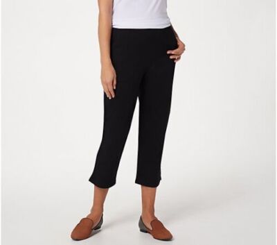 Denim & Co Original Waist Stretch Crop Pants with Side Pockets Black XX-Small