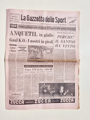 Gazette Dello Sport 26 Juin 1961 Santos Vince Tournoi Italie 61 Inter 4