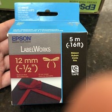 GENUINE Epson LabelWorks LC-4RKK5 Label Tape GOLD on RED 12mm 1/2  