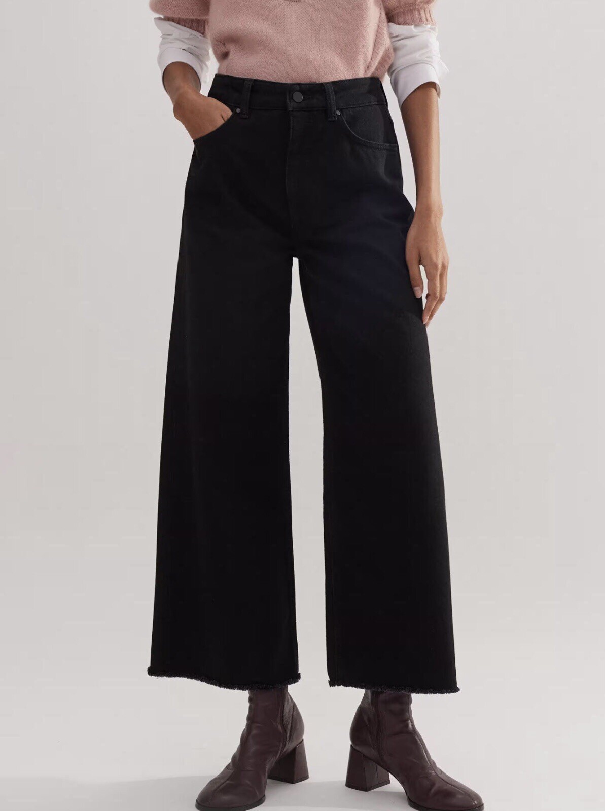 NWT Me+Em Wide Leg Ankle Length Jeans Black 28