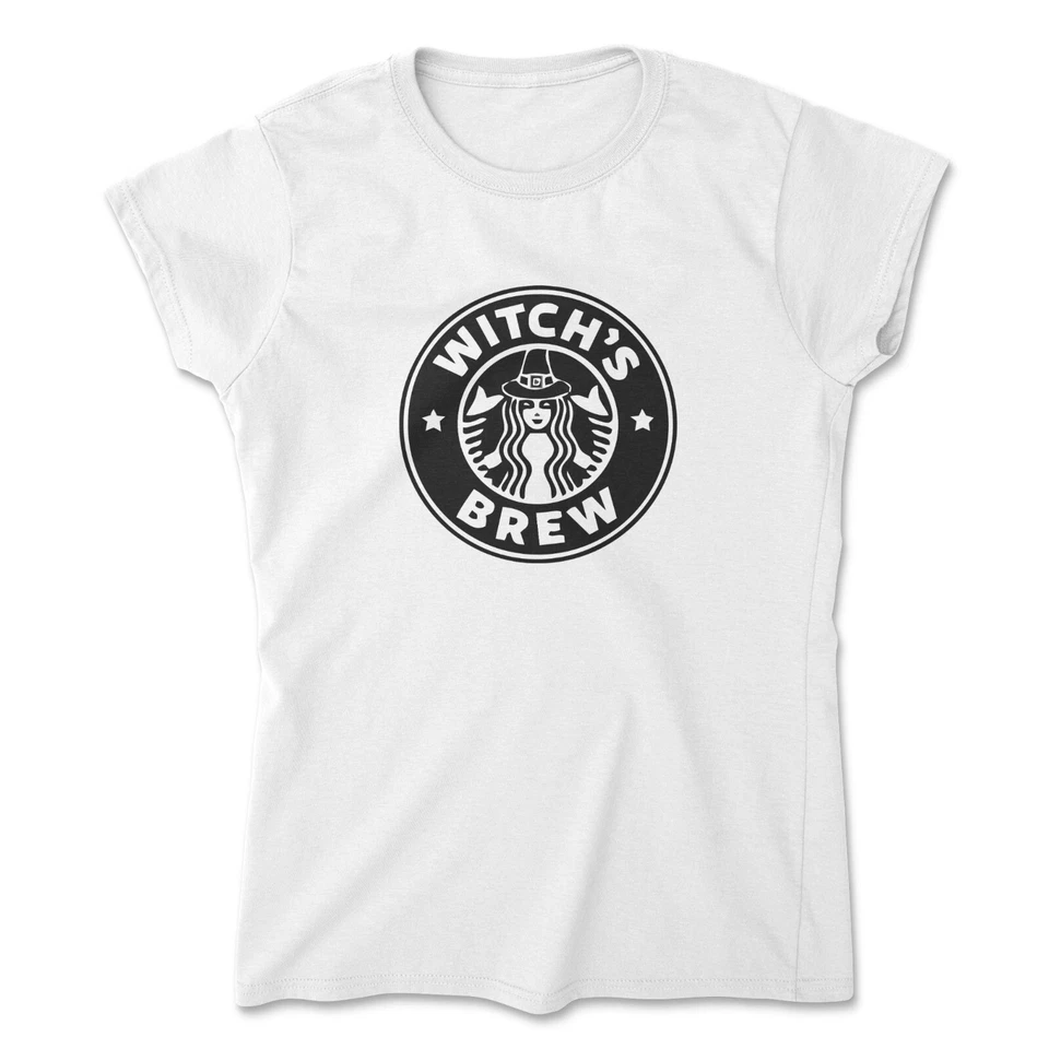 Witch's Brew Ladies fitted T-shirt Hocus Pocus Coffee Shop Halloween Top - Изображение 2 из 4