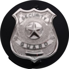 Black Round Badge Holder Shield Leather Clip On Belt for Law Enforcement Police