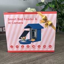 Smart Bird Feeder with AI Camera Solar-powered Recognize 10,000 Species Blue