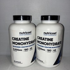 Lot Of 2-Creatine Monohydrate 3000Mg, 180 Caps Each 750Mg per Capsule exp 8/28