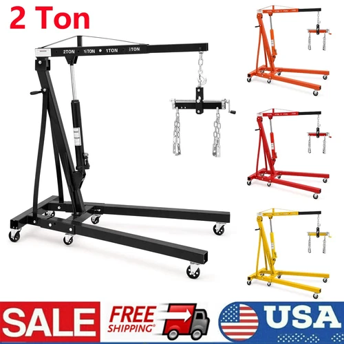 2 TON 4400 lbs Engine Motor Hoist & Leveler Cherry Picker Shop Crane Lift US