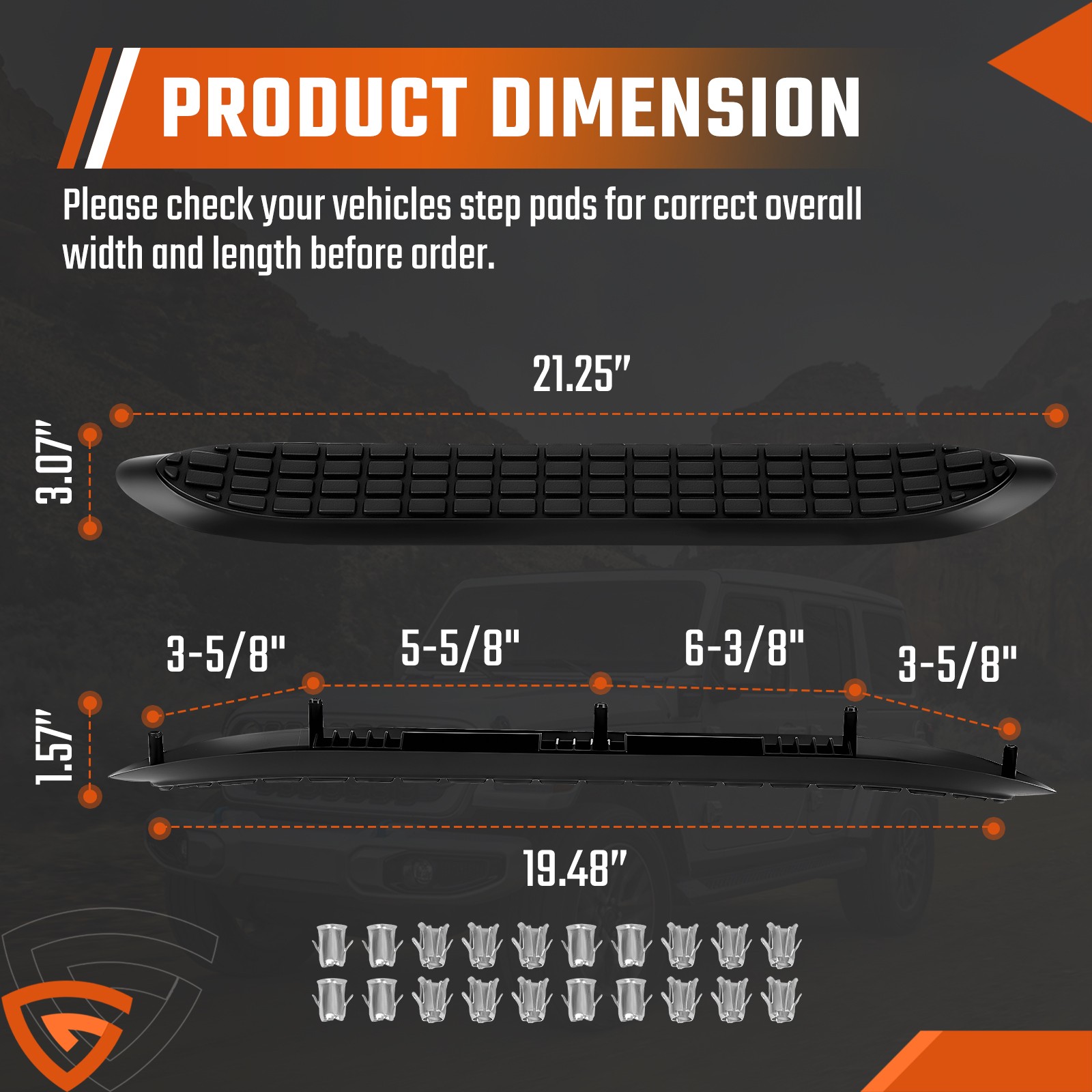 Replacement Step Pad for 3" Round Nerf Bars - Set of 4