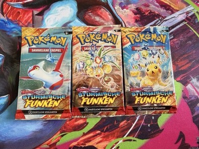 Pokémon Stürmische Funken Booster Pack Set 3er Artwork Set NEU & OVP Sealed DE