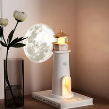 Moon Lighthouse Projector Night Light with Motion Sensor - Rechargeable LED Gala
