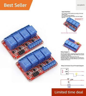 2-Pack 4 Channel 12V Relay Module with High/Low Trigger - Ideal for DIY Projects